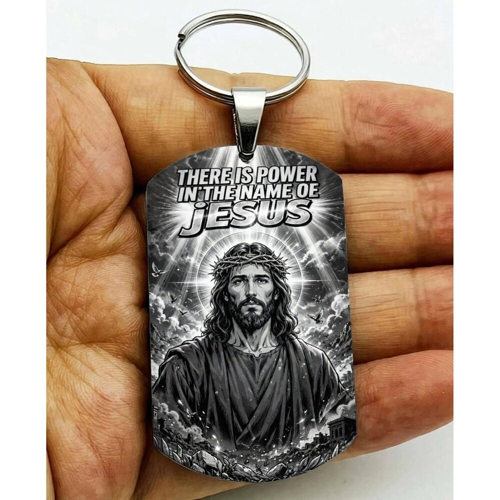 Power Name Bible Quote God Lord Jesus Christ Stainless Keychain Reminder Believe
